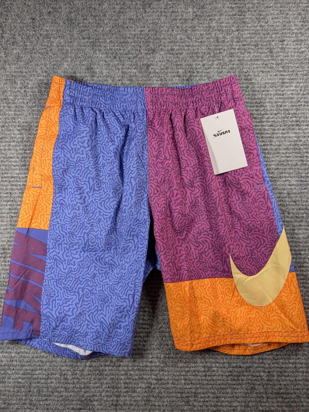 Nike Swim Shorts in Color Blocke Purple, Blue, Orange and Gold Youth Lg. NWT
